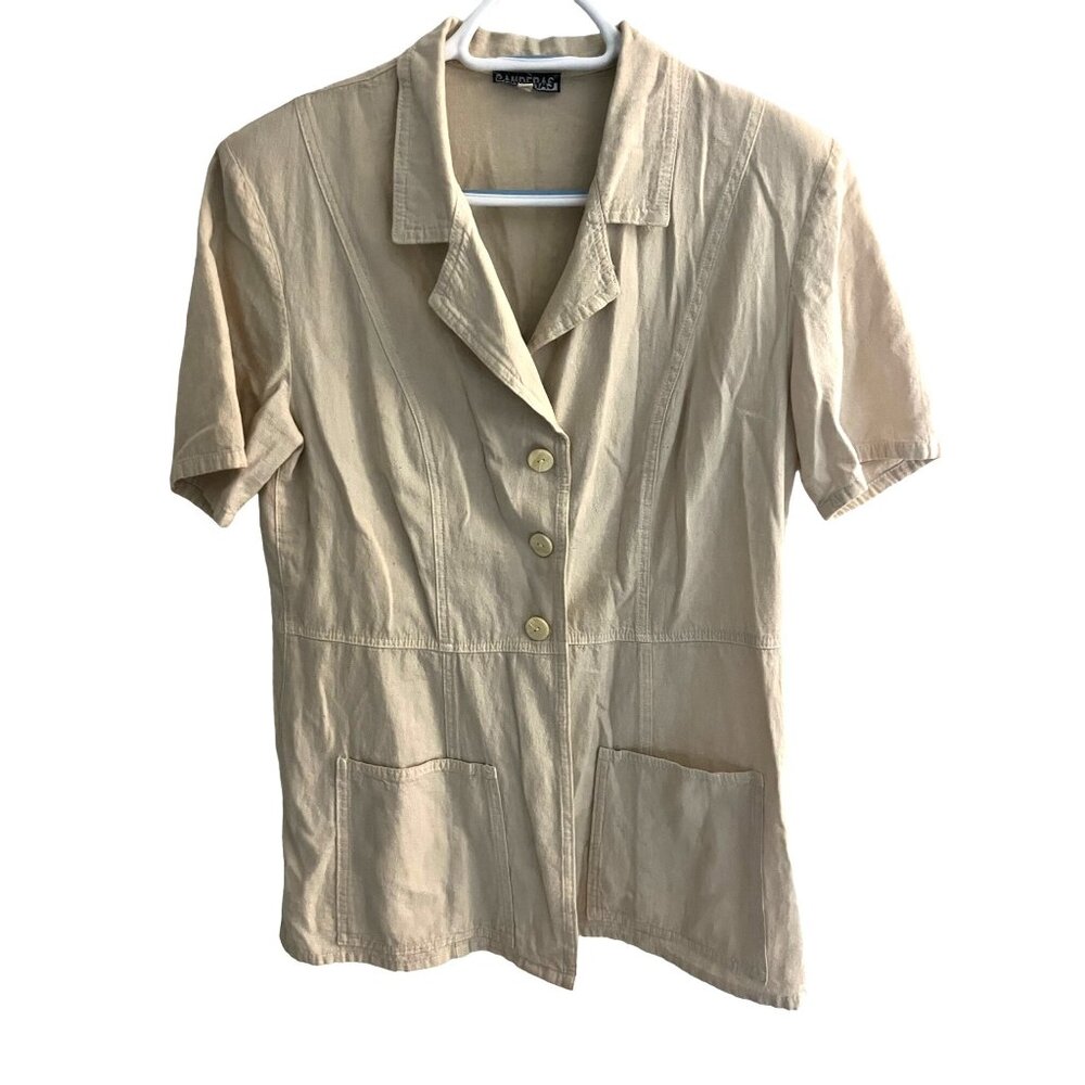 VINTAGE Banderas Beige Button Up Short Sleeve Blazer SZ Extra Large